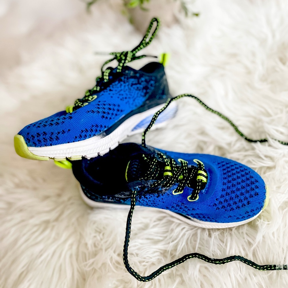 Bcg, size 12T, blue with neon green sneakers.